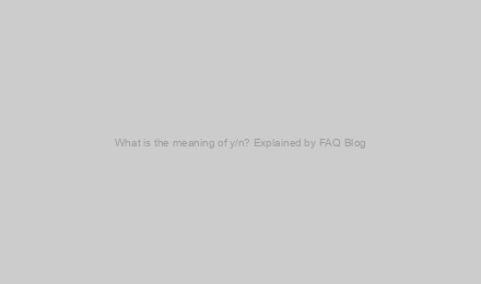 What is the meaning of y/n? Explained by FAQ Blog